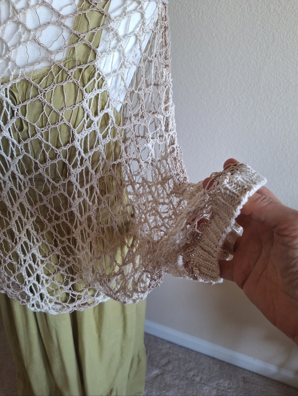 Zara Crochet Open-Weave Neutral Cover-Up - Picture 4 of 7